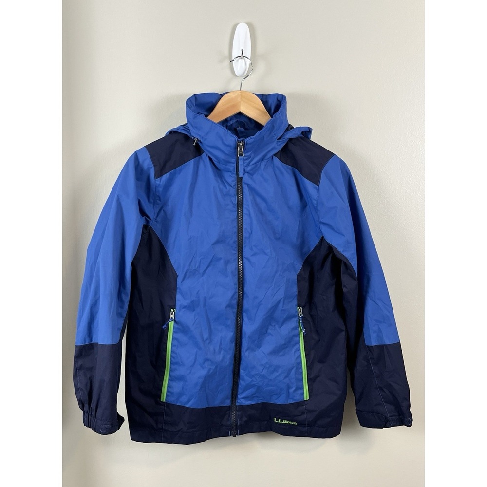 LL Bean Blue 3in1 Shell Only Jacket Boys Youth Large 14/17 Water Resistant Coat‎